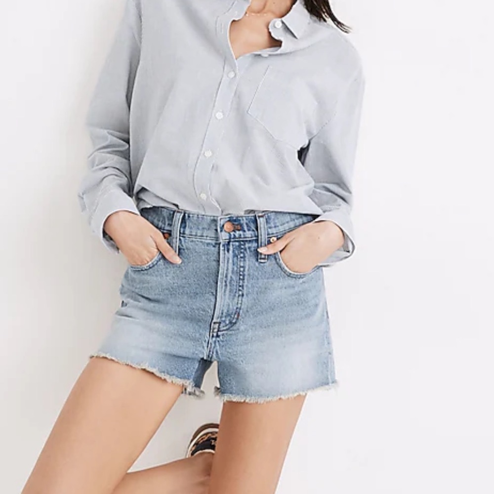 Madewell Relaxed Denim Raw Hem High Waist Shorts Size 28/30